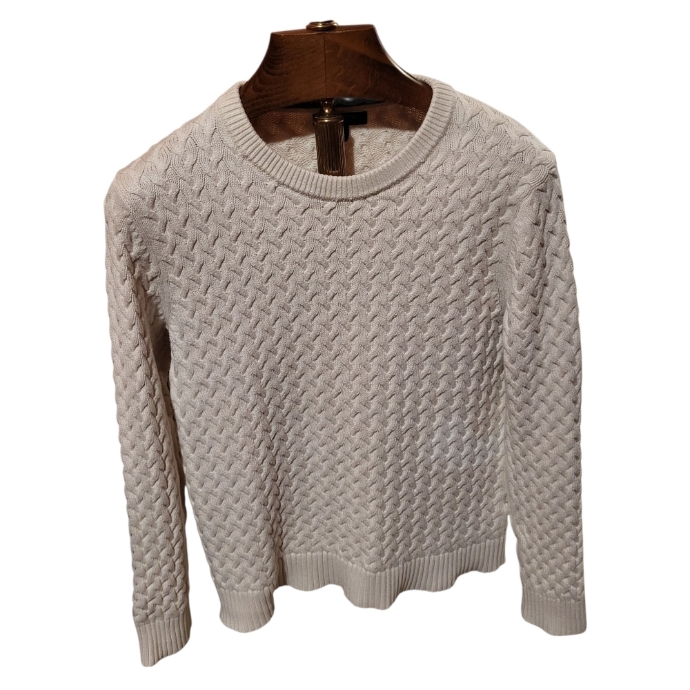 Banana Republic Womens Supima Cotton Cable-Knit Sweater Cream Size Large